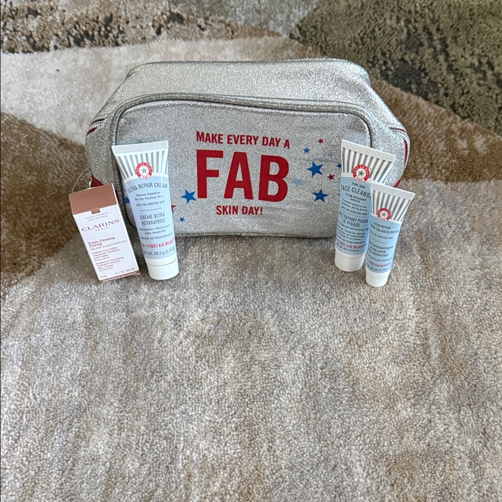 Beauty Silver and Red Skincare Collection